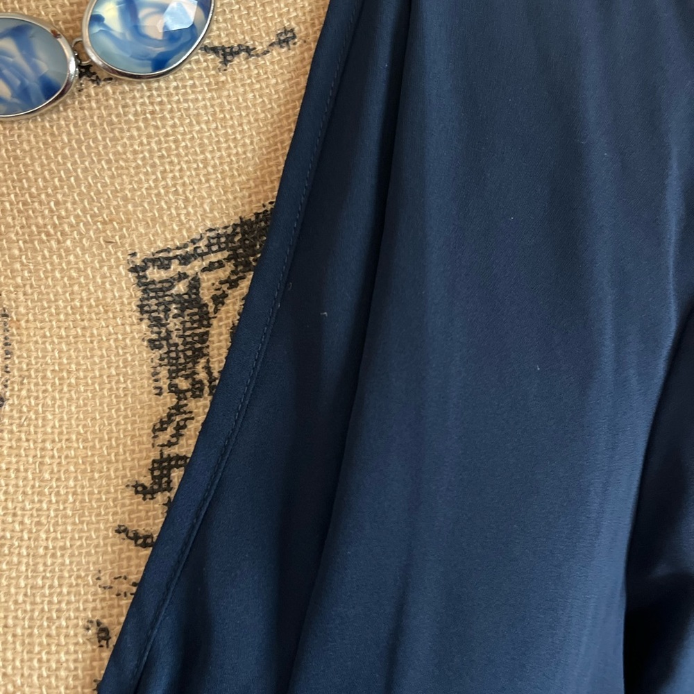 Just Fab front tie Navy Blue Blouse - Picture 2 of 7